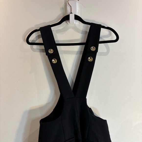 REISS Sz 6 Vittoria Dungaree Wool Blend Jumpsuit Gold Buttons Adjustable Straps - Picture 8 of 15